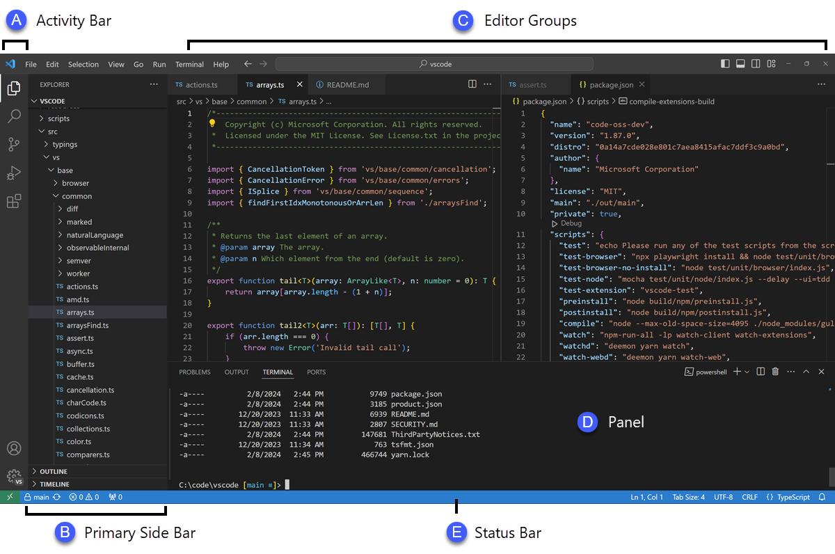 VS Code user interface